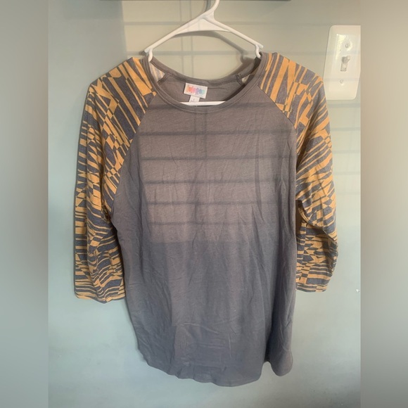LuLaRoe Gray and Yellow Randy Top - Picture 1 of 4